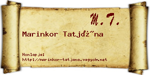 Marinkor Tatjána névjegykártya